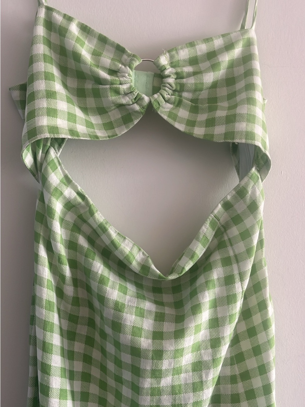 Zara Green Gingham Spaghetti Strap Midi Dress